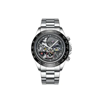 FAIRWHALE Automatic Mechanical Movement Metal Strap Watch Men's Watches Cut Out Dial