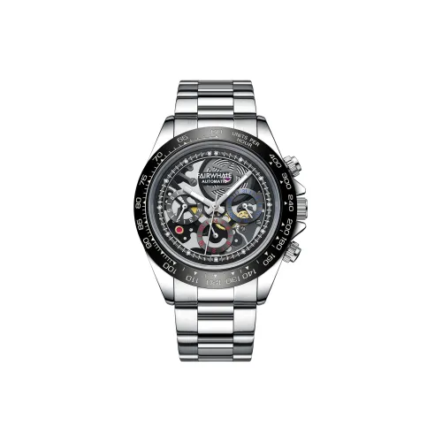 FAIRWHALE Automatic Mechanical Movement Metal Strap Watch Men's Watches Cut Out Dial