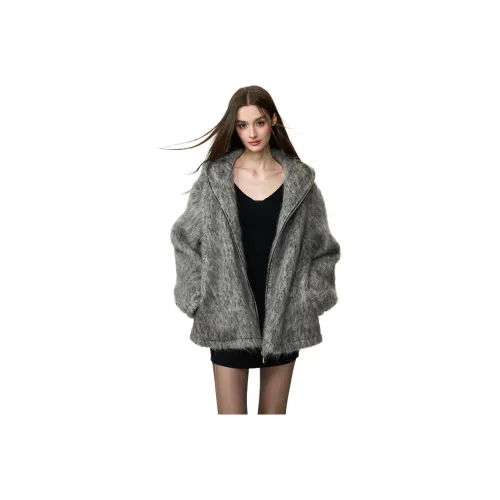 Li Zixian Velvet feel Coat Women's Gray