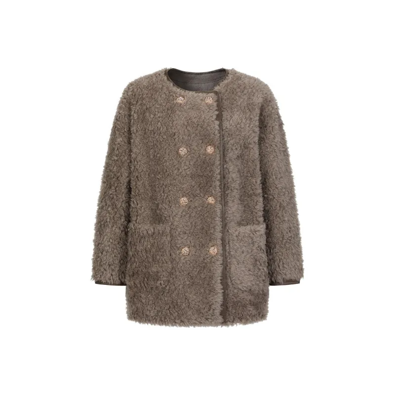 JZ. ANNAKRO Velvet feel Coat Women's Dark Coffee-0