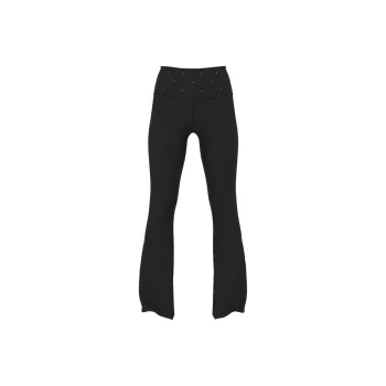Victoria's Secret PINK All Day Cotton Bling Foldover Flare Leggings/PBBPL Casual Pants Women's Pure Black Logo