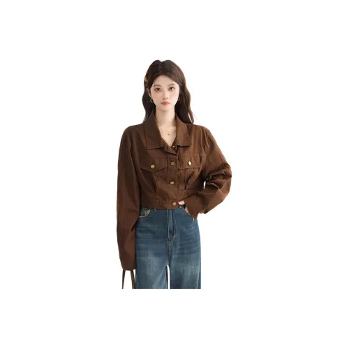 PLANE DRIFT Denim Jacket Women's Dark Brown
