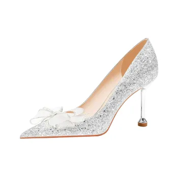 Lan Miao Slim Heel High Heels Women's Silver