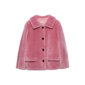 PRADA Logo Patch Shearling Jacket