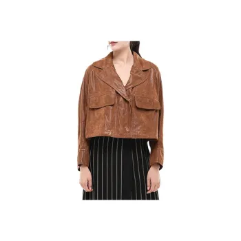 GIORGIO ARMANI Leather Jacket Women's Brown