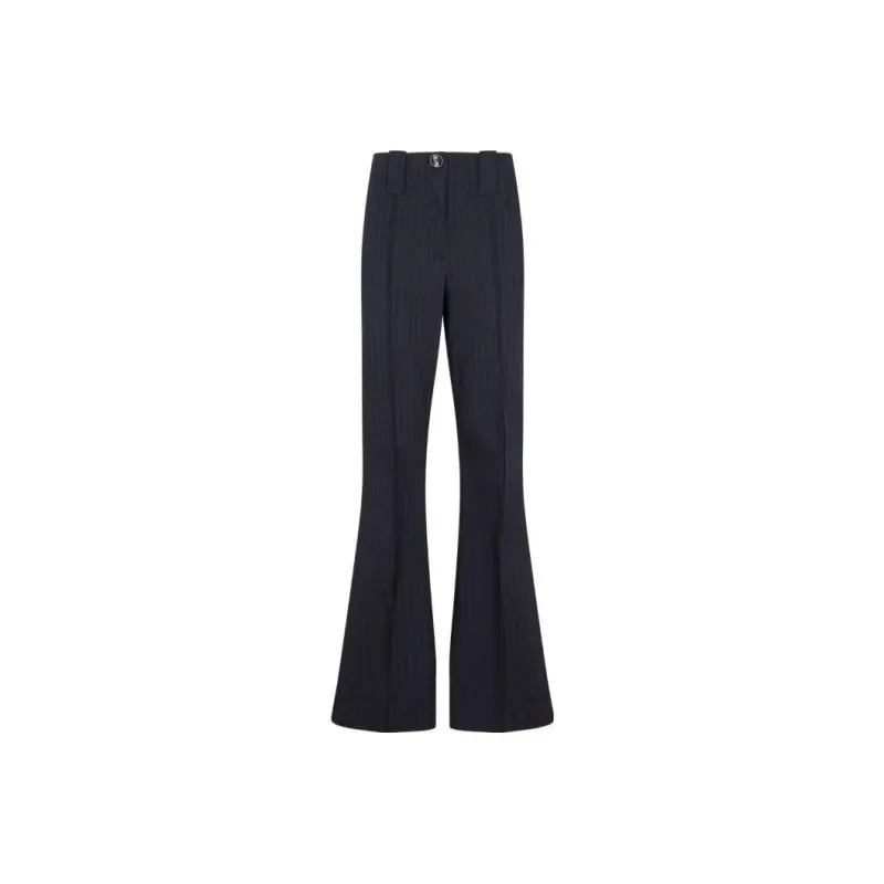 GANNI High Waist Pinstripe Flared Trousers-0