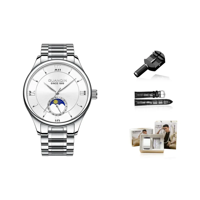 GUANQIN Master Collection Mechanical Movement Stainless Steel Watchband Watch Men's Watches White Dial-6