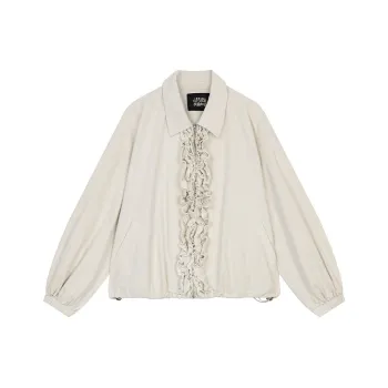 ELF SACK Cropped Coat Women's Oat Gray White