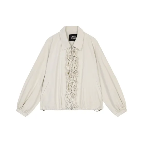 ELF SACK Cropped Coat Women's Oat Gray White