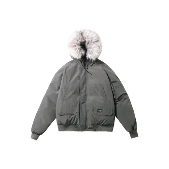 PAZZO Loose Fit Parka Coat With Large Fur Collar Puffer Jacket Women's