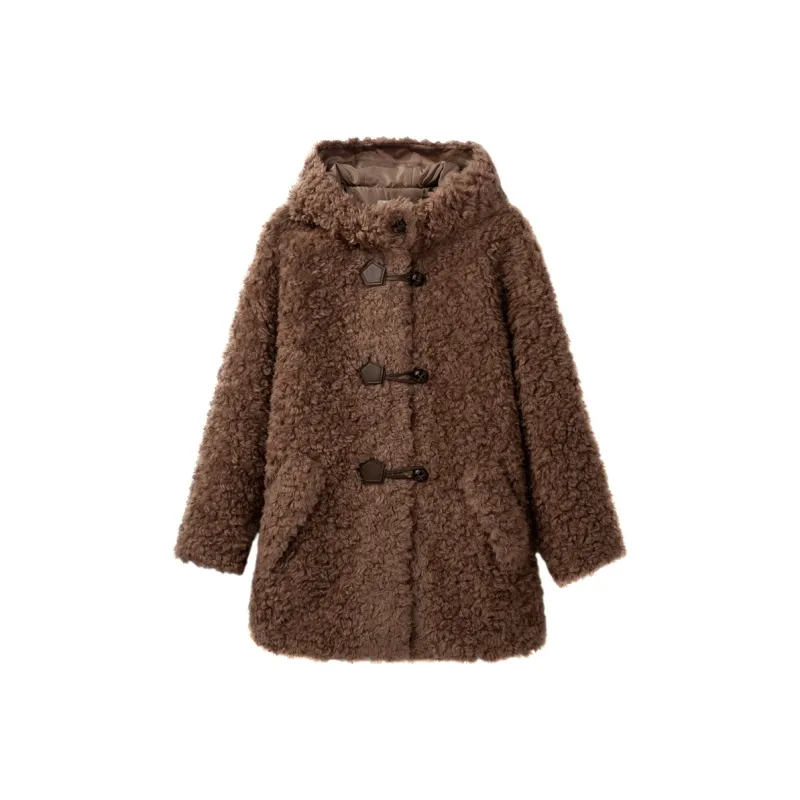 LEDIN Velvet feel Coat Women's Latte Umber-0