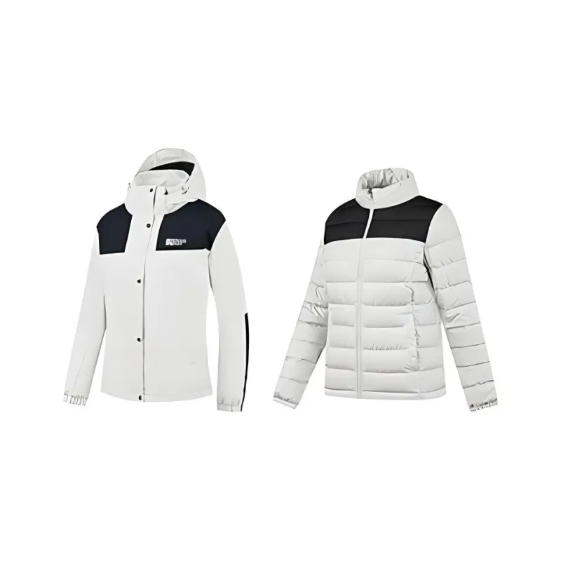 QIAODAN Trench Coat Women's Smoke White/Black-0