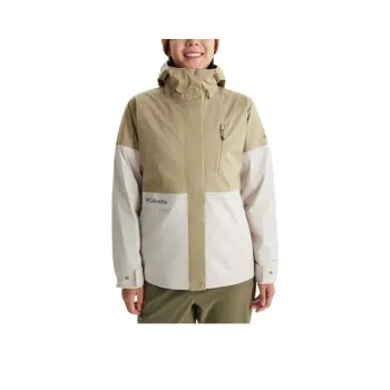 Columbia Waterproof, Windproof, Breathable, And Thermal Windbreaker Jacket Women's Khaki/White