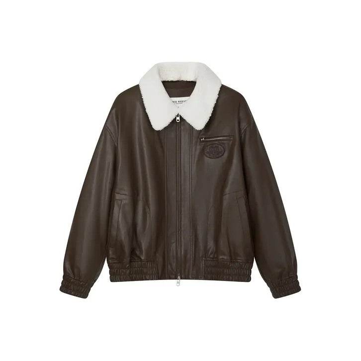 Teenie Weenie Leather Jacket Women's Brown-0