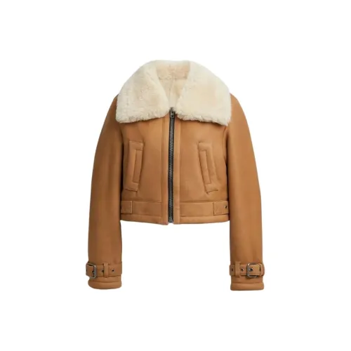 COACH Leather Jacket Women's Brown