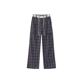 CHUU Casual Pants Women's Navy Blue Plaid