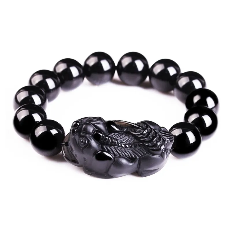 Liu Jinfu Natural Obsidian Bracelets Unisex-0