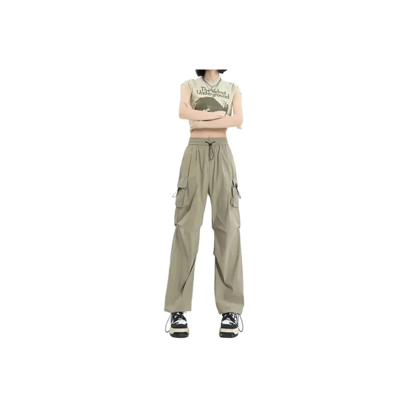HELEH Casual Pants Solid Color Wide Leg Versatile Quick Dry Parachute Pants Pants For Fall Women's-0