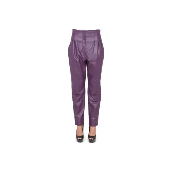 ALBERTA FERRETTI High Waisted Straight Leg Leather Pants