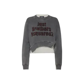 DSQUARED 2 Spray Dyed Round Rib Crewneck Sweatshirt