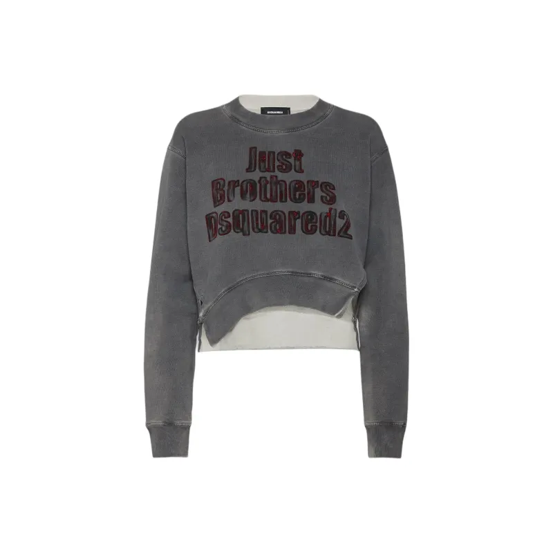 DSQUARED 2 Spray Dyed Round Rib Crewneck Sweatshirt-0