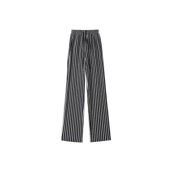 0571 Family Casual Pants Women's Black Vertical Stripes