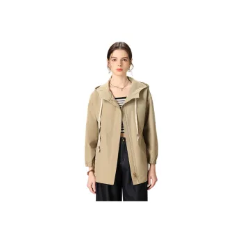 FENHONGMALI Trench Coat Women's Pine Tea
