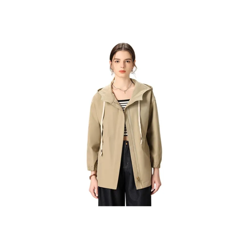 FENHONGMALI Trench Coat Women's Pine Tea-0