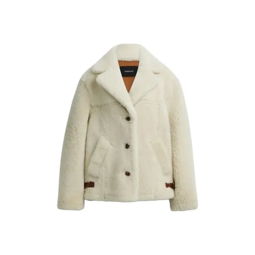 COACH FW24 Velvet feel Coat Women's Cream