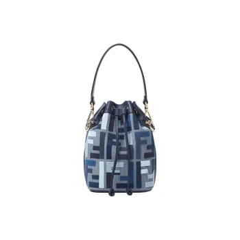 FENDI Mon Tresor Canvas Bucket Bag, Shoulder Bag, Crossbody Bag, Handbag Mini Women's Blue