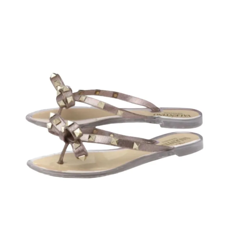Valentino Rockstud Flip Flops Women's Pink Purple-2