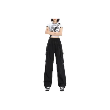 HELEH Casual Pants Solid Color Wide Leg Versatile Quick Dry Parachute Pants Pants For Fall Women's