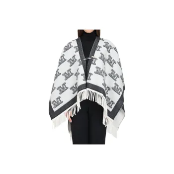 MaxMara All Over Logo Patterned Fringed Cape