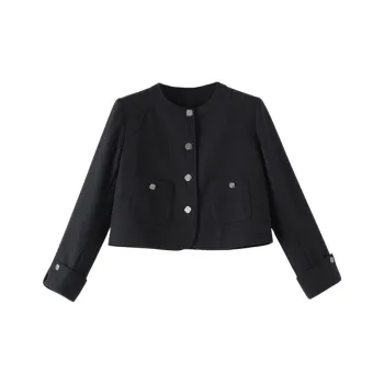 Late White Cropped Coat Women's Dark Blue
