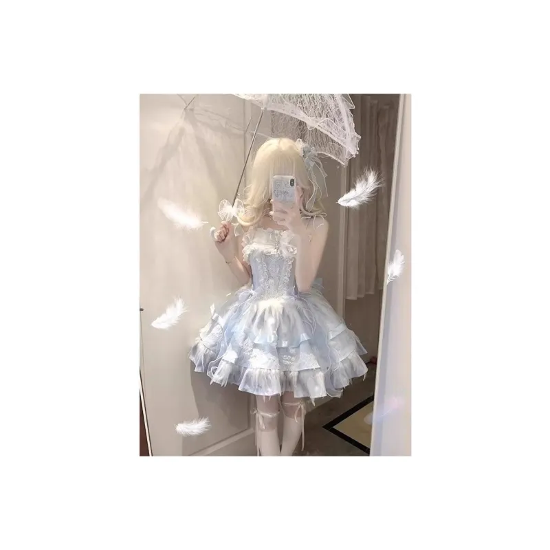 OUTDOORPRINCE Lolita Fashion Women's Blue White-2