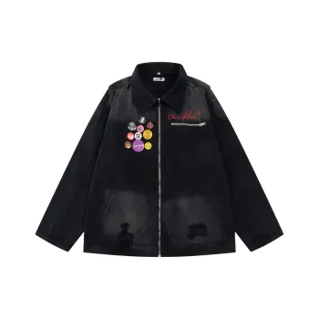 YINLEI Denim Jacket Unisex Black