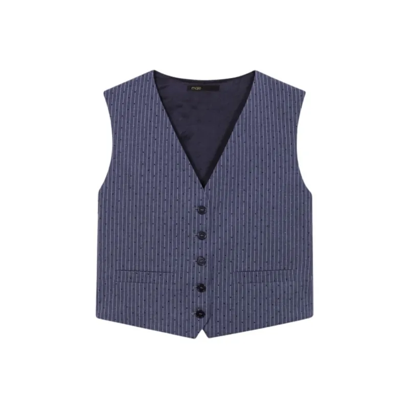 Maje Rhinestone embellished Pinstripe Waistcoat-0