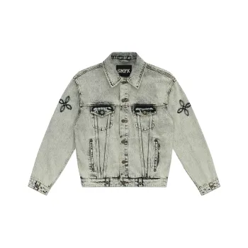 SMFK Denim Jacket Unisex White Snowflake