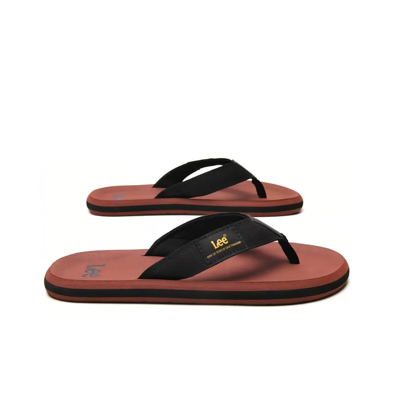 Lee Rubber Sole Stitching Odor Resistant Abrasion Resistant Slip Resistant Quick Dry Flip Flops Men's Black-2