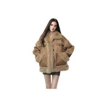 Li Zixian Velvet feel Coat Women's Coffee