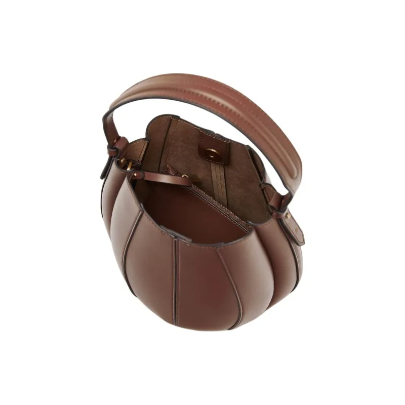 ZARA Polyurethane Shoulder Bag, Crossbody Bag, Handbag Women's Dark Brown Yellow-3