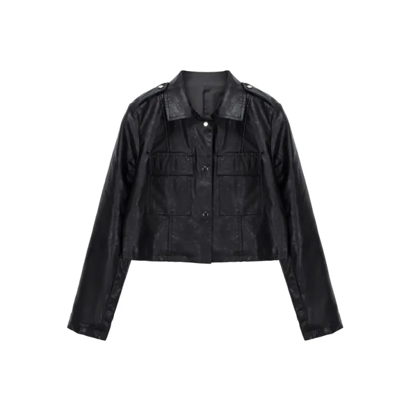 COMBO Leather Jacket Women's Black-0