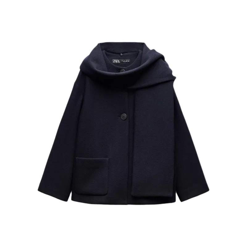 ZARA Coats Women's Marine Blue-0