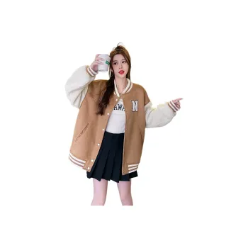 Tonlion Baseball Jacket Women's Khaki Brown