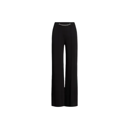 Polo Ralph Lauren Chain-Trim Pleated Jersey Wide-Leg Pant Casual Pants Women's Black
