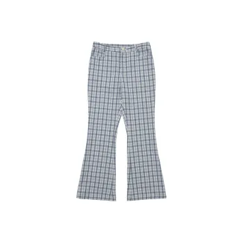 UNRETRO Casual Pants Women's Blue Plaid