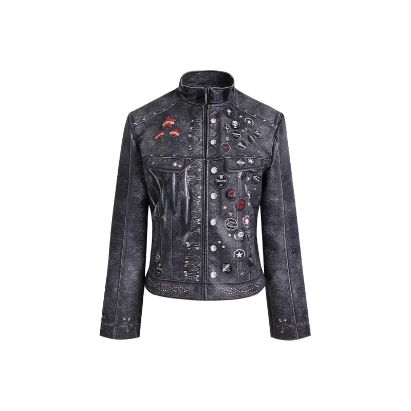 DND4DES Leather Jacket Women's Purple-0