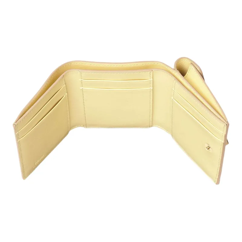 FENDI FF Diamonds Series Calfskin Wallet Medium Size Women's Yellow & Beige-3