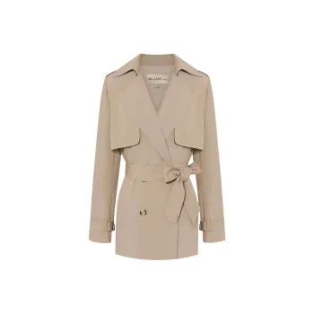 BBLLUUEE Trench Coat Women's Elegant Camel