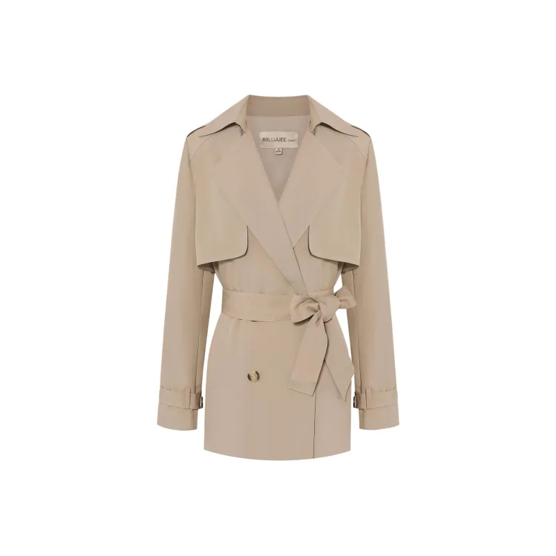 BBLLUUEE Trench Coat Women's Elegant Camel-0